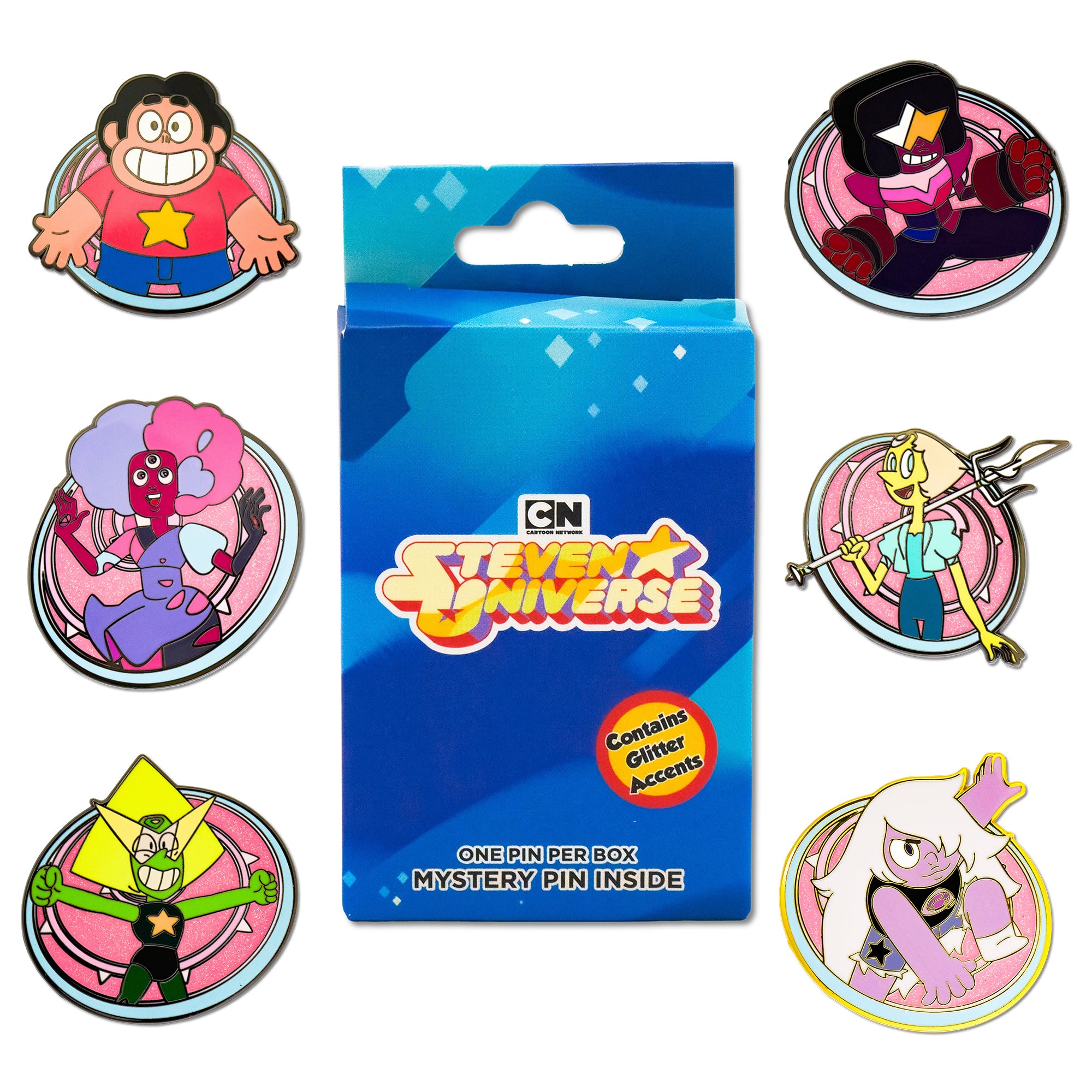 Steven Universe Shield Poses Mystery Enamel Pin Blind Box Series, Steven Universe, Garnet, Reset Garnet, Pearl, Peridot, or Amethyst