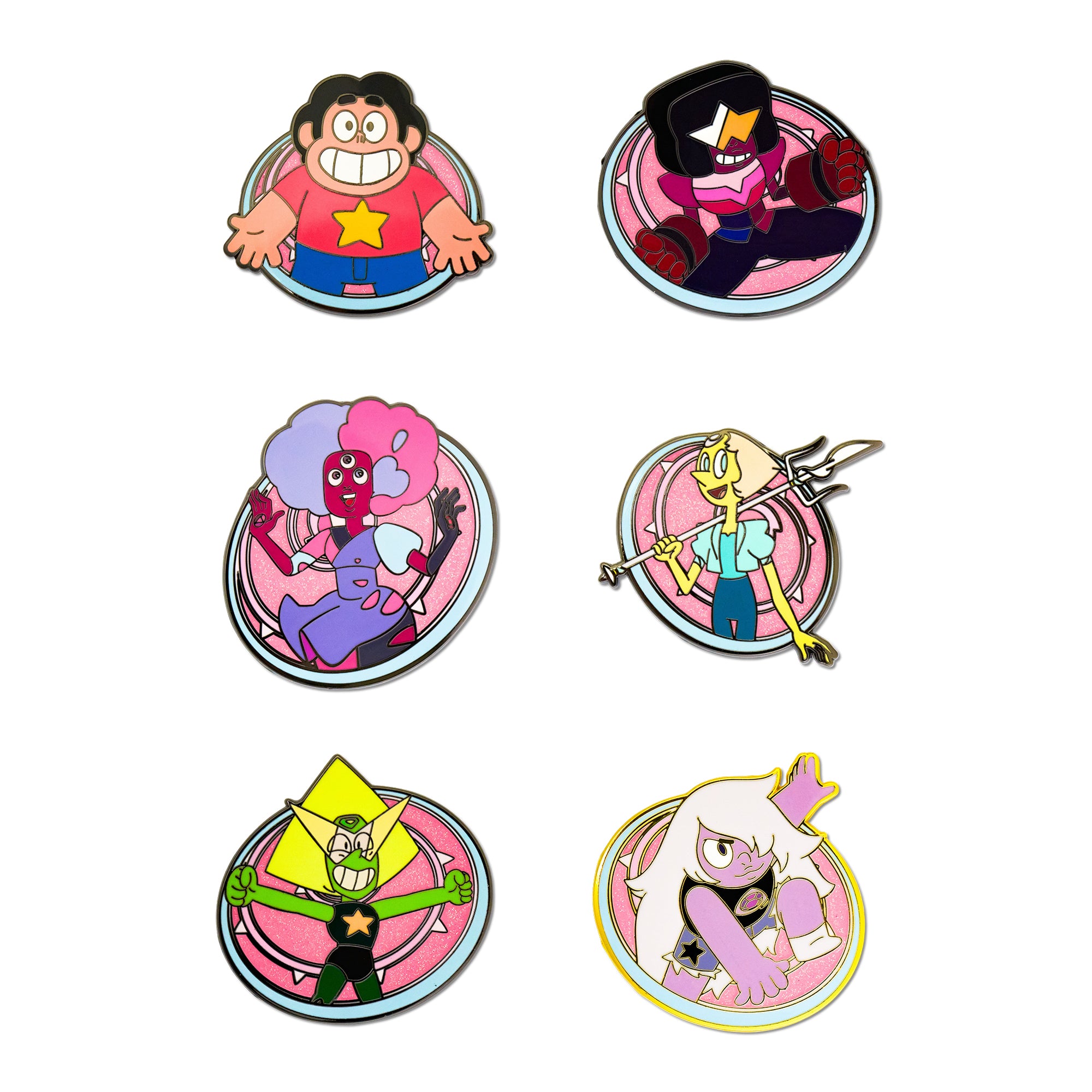 Steven Universe Shield Poses Mystery Enamel Pin Blind Box Series, Steven Universe, Garnet, Reset Garnet, Pearl, Peridot, or Amethyst