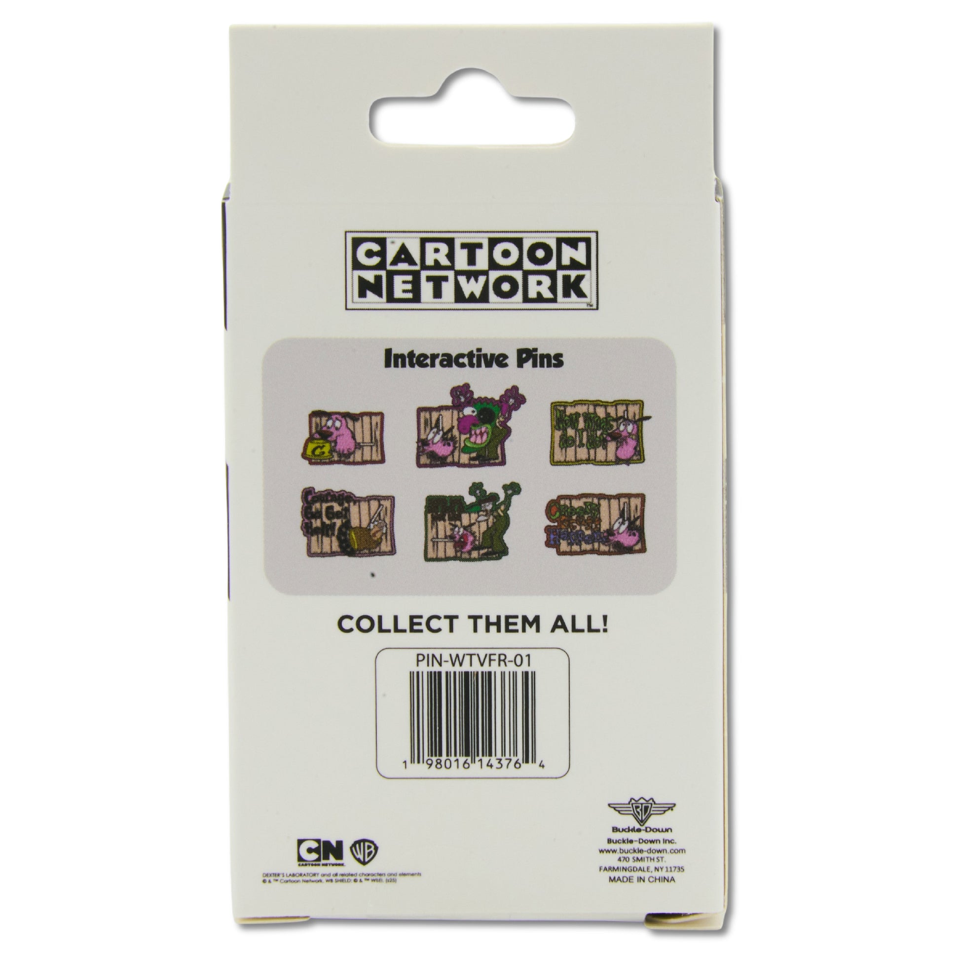 Courage the Cowardly Dog Interactive Mystery Enamel Pin Blind Box Series, Creepy Stuff Happens, Stupid Dog You Make Me Look Bad, Frankenstein, Dog Bowl, Go Get Help, or Now What Do I Do Blind Box Pins Courage the Cowardly Dog