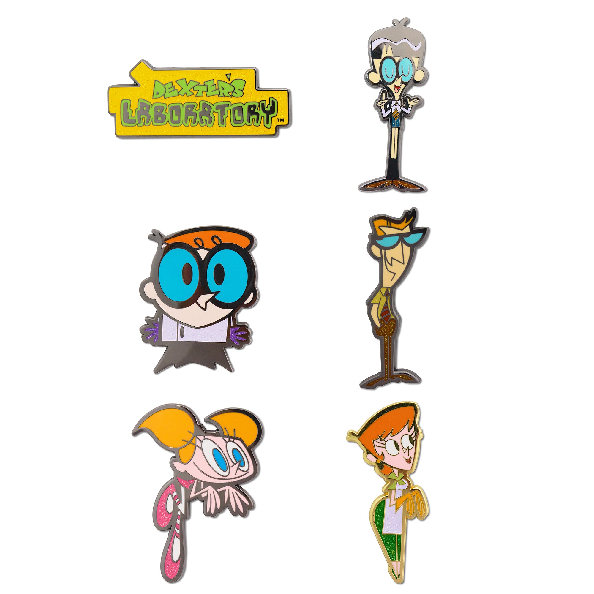 Dexter's Laboratory Mystery Enamel Pin Blind Box Series, Dexter, Dee Dee, Dad, Mom, Mandark, or Title Logo
