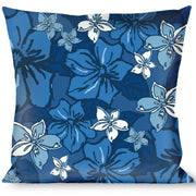 Buckle-Down Throw Pillow - Hibiscus Collage White/Blues Throw Pillows Buckle-Down