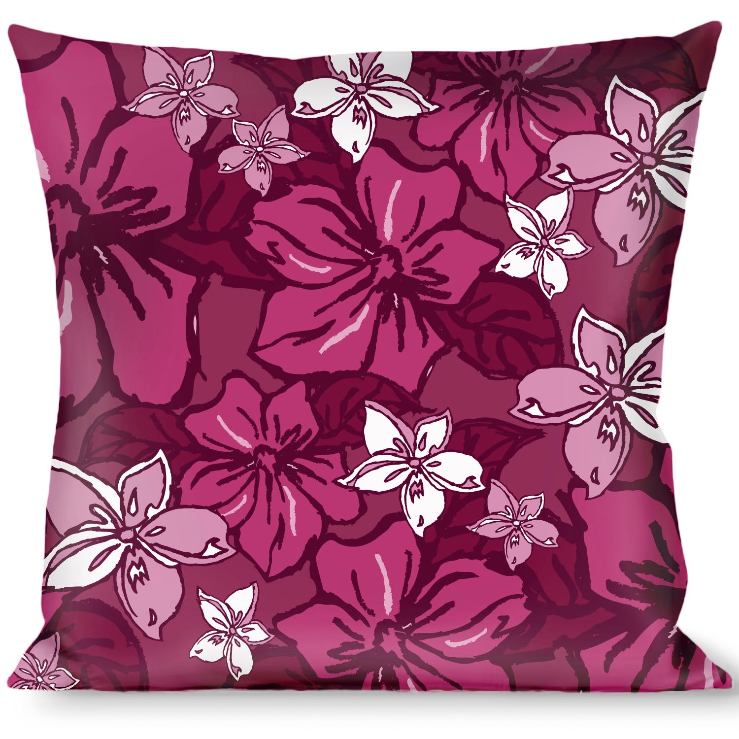 Buckle-Down Throw Pillow - Hibiscus Collage Pink Shades Throw Pillows Buckle-Down