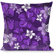 Buckle-Down Throw Pillow - Hibiscus Collage Purple Shades Throw Pillows Buckle-Down