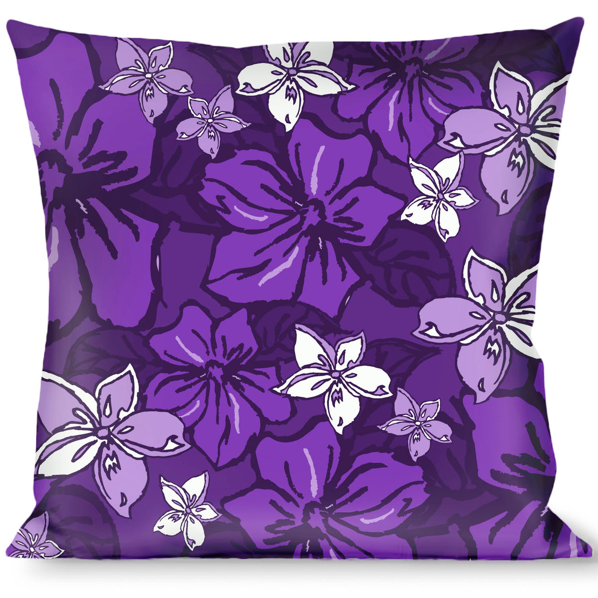 Buckle-Down Throw Pillow - Hibiscus Collage Purple Shades Throw Pillows Buckle-Down