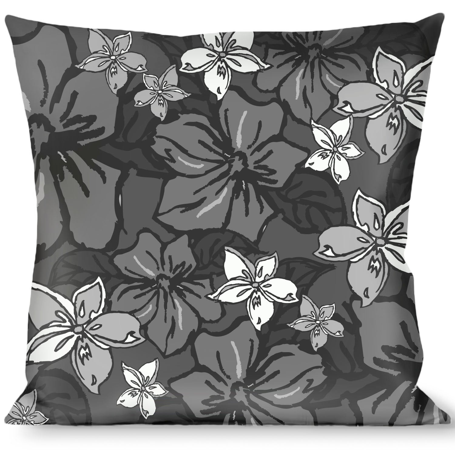 Buckle-Down Throw Pillow - Hibiscus Collage Gray Shades Throw Pillows Buckle-Down
