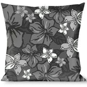 Buckle-Down Throw Pillow - Hibiscus Collage Gray Shades Throw Pillows Buckle-Down