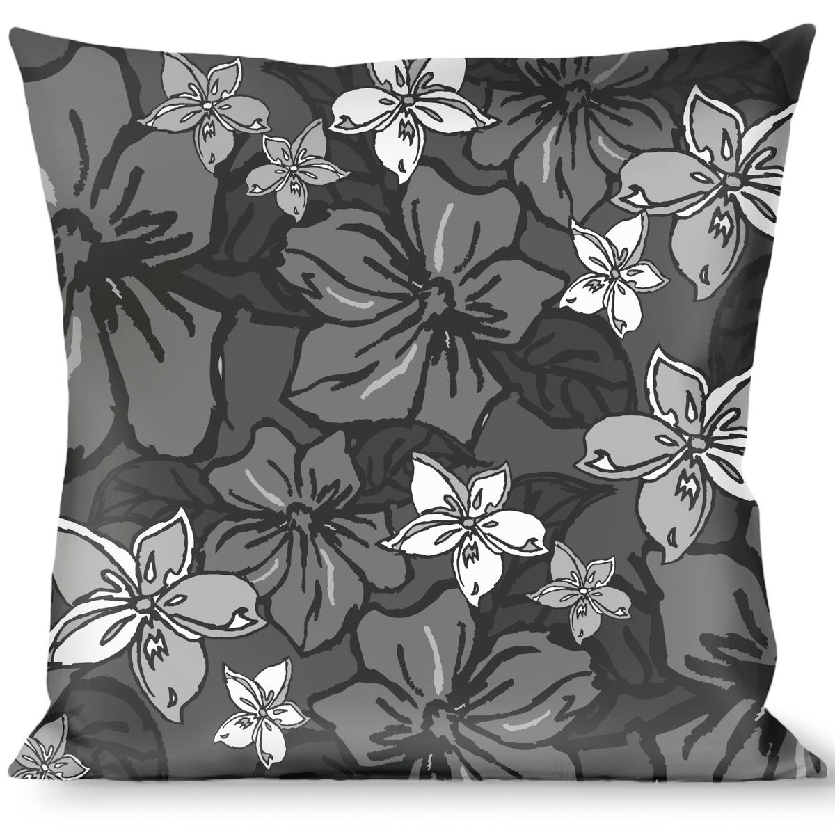 Buckle-Down Throw Pillow - Hibiscus Collage Gray Shades Throw Pillows Buckle-Down