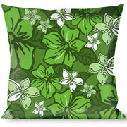 Buckle-Down Throw Pillow - Hibiscus Collage Green Shades Throw Pillows Buckle-Down