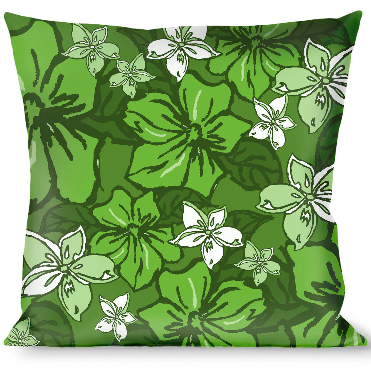 Buckle-Down Throw Pillow - Hibiscus Collage Green Shades Throw Pillows Buckle-Down