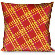 Pillow - THROW - Plaid X4 Fluorescent Oranges/Pinks/Yellow Throw Pillows Buckle-Down