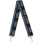 Purse Strap - Thin Blue Line Flag Weathered Black/Gray/Blue Purse Straps Buckle-Down
