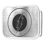 Flash Logo Framed Brushed Silver/Black - Chrome Rock Star Buckle Belt Buckles DC Comics