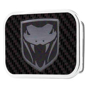 Dodge Viper Framed Marquetry Carbon Fiber/Brushed Metal - Chrome Rock Star Buckle Belt Buckles Dodge
