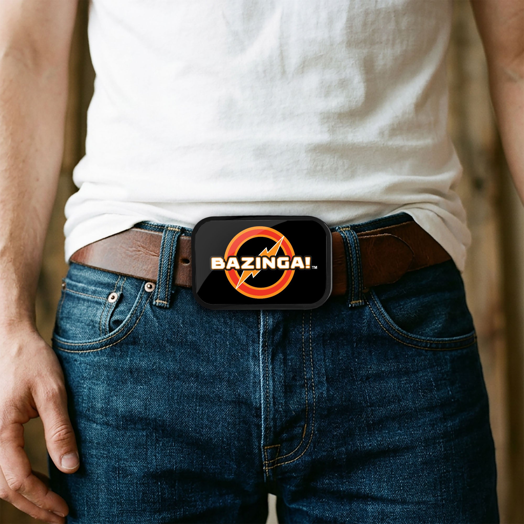 BAZINGA! Logo FCG Black - Chrome Rock Star Buckle Belt Buckles The Big Bang Theory