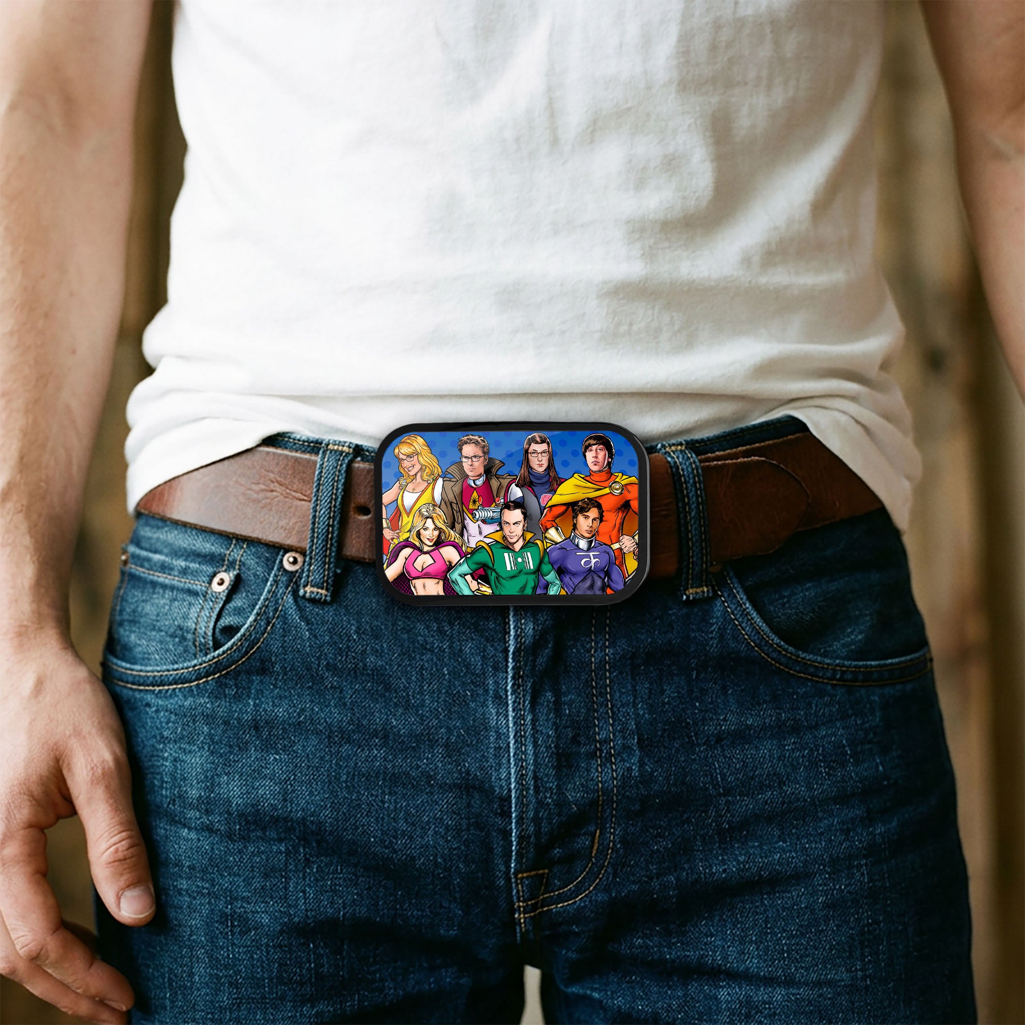 The Big Bang Theory Superhero Characters FCG - Black Rock Star Buckle Belt Buckles The Big Bang Theory
