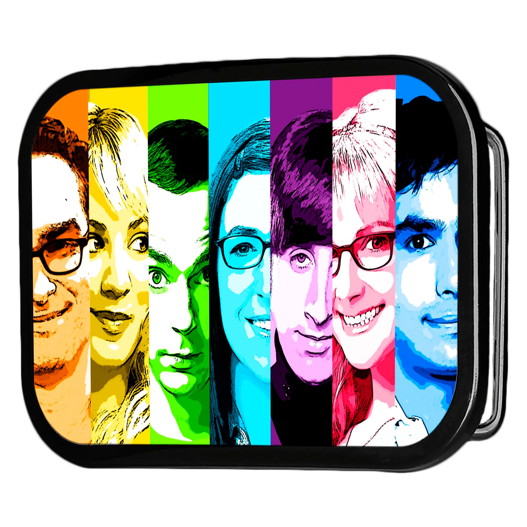 The Big Bang Theory Characters Panels FCG Multi Color - Black Rock Star Buckle Belt Buckles The Big Bang Theory