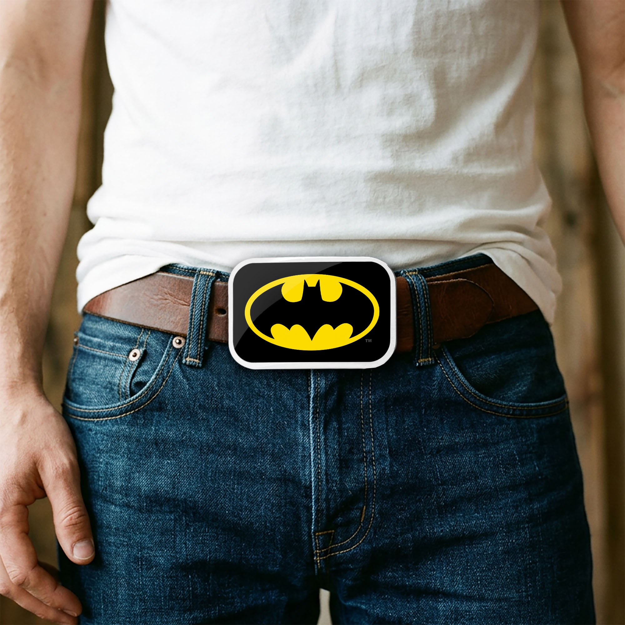 Batman Framed FCG Black/Yellow - Black Rock Star Buckle Belt Buckles DC Comics