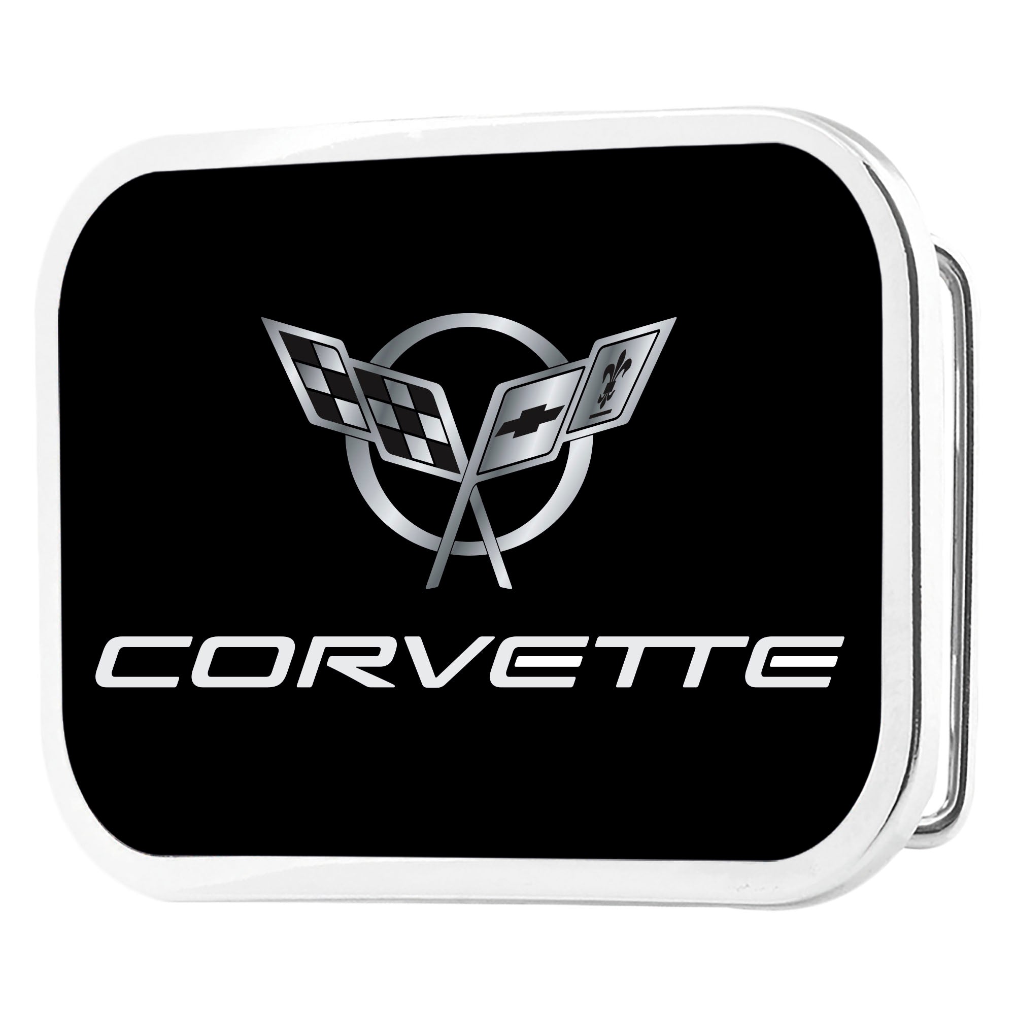 Corvette Framed FCG Black/Silver - Chrome Rock Star Buckle Belt Buckles GM General Motors