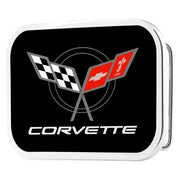 Corvette Framed FCG Black/Red - Chrome Rock Star Buckle Belt Buckles GM General Motors