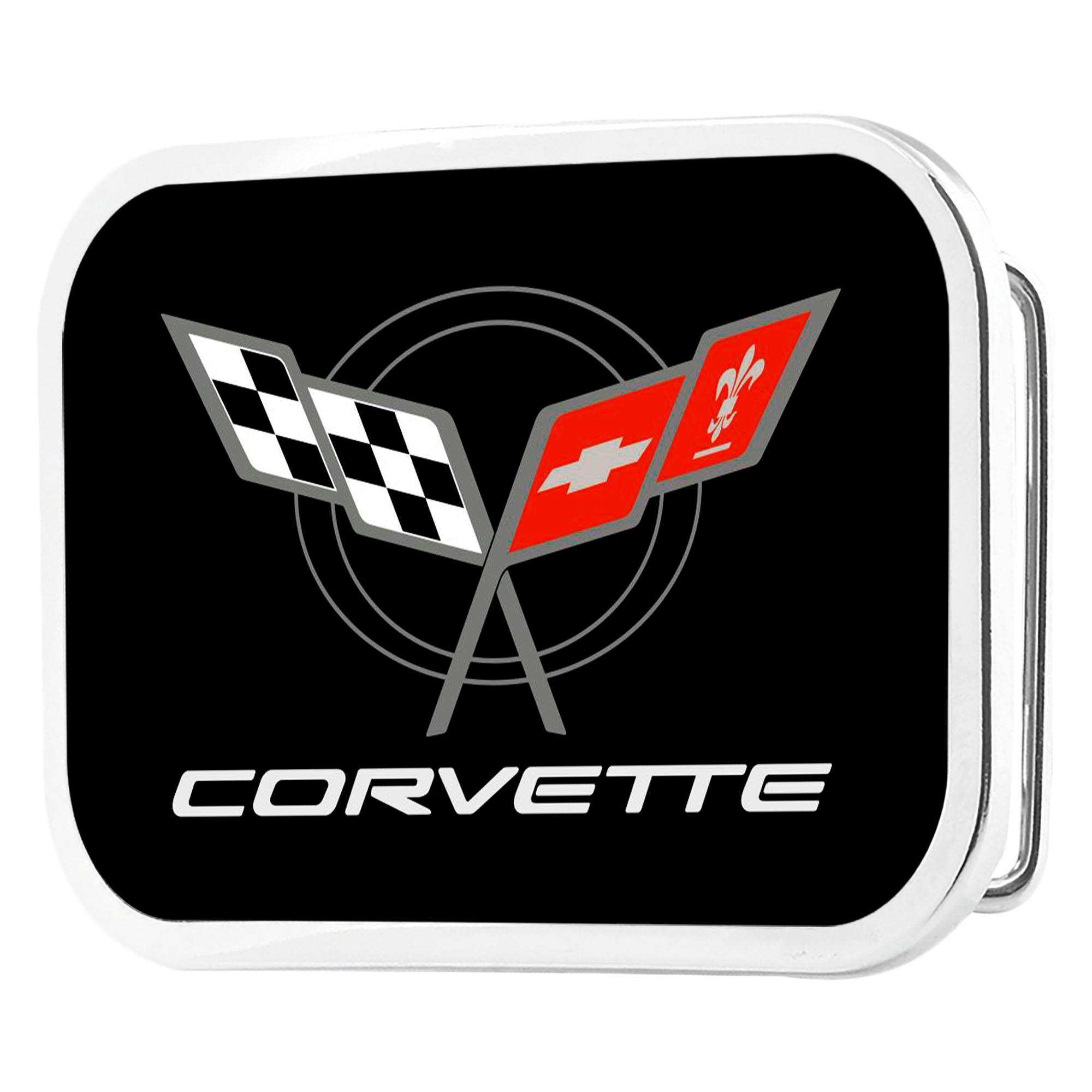 Corvette Framed FCG Black/Red - Chrome Rock Star Buckle Belt Buckles GM General Motors