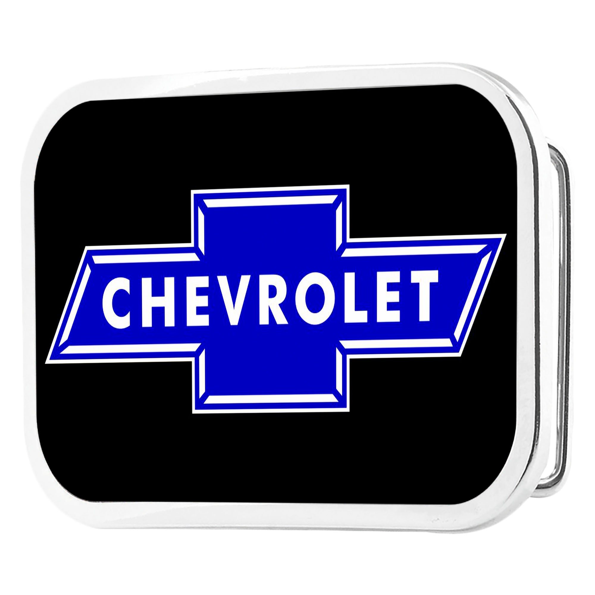 Chevy Bowtie Framed FCG Black/Blue - Chrome Rock Star Buckle Belt Buckles GM General Motors