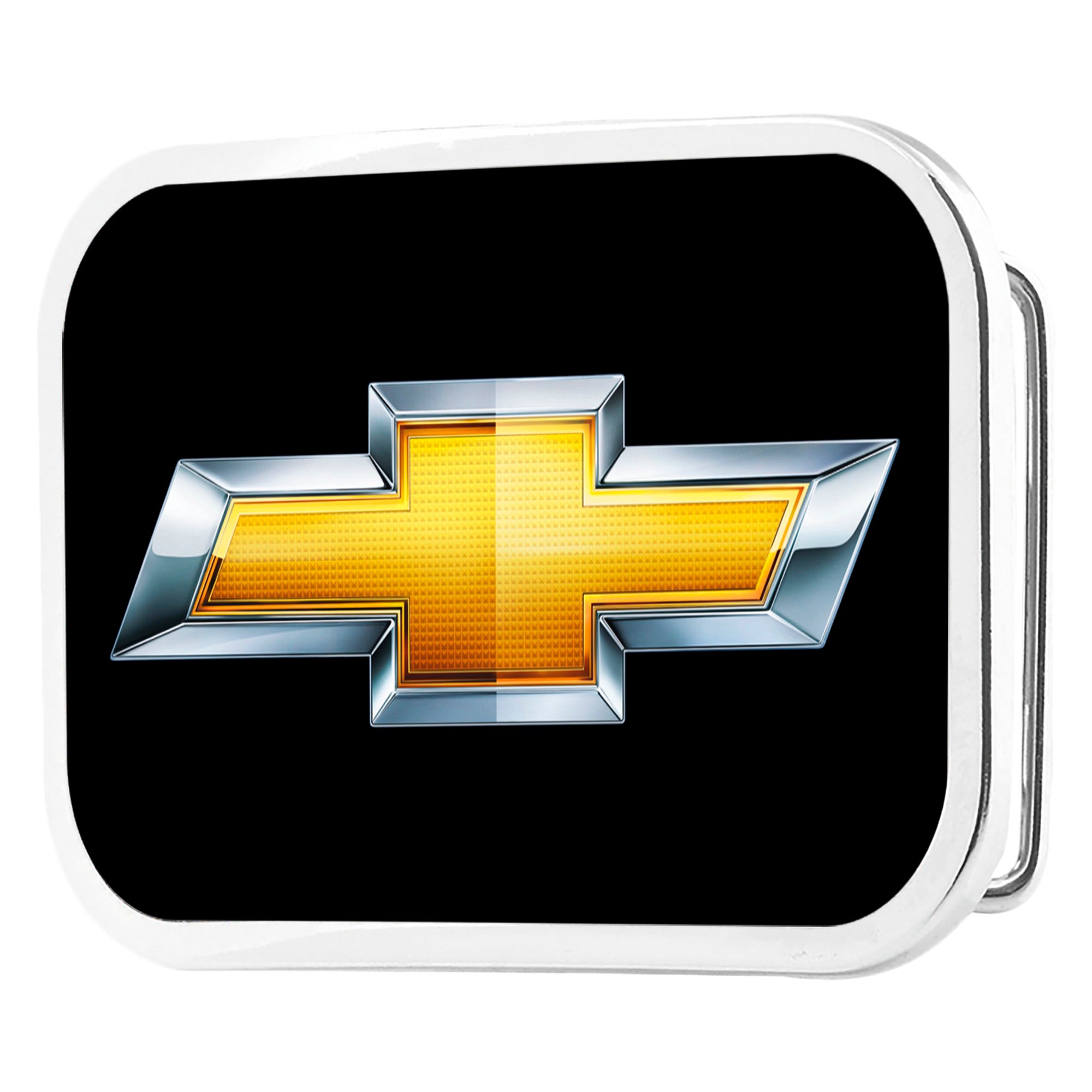 Chevy Bowtie Framed FCG Black/Gold - Chrome Rock Star Buckle Belt Buckles GM General Motors