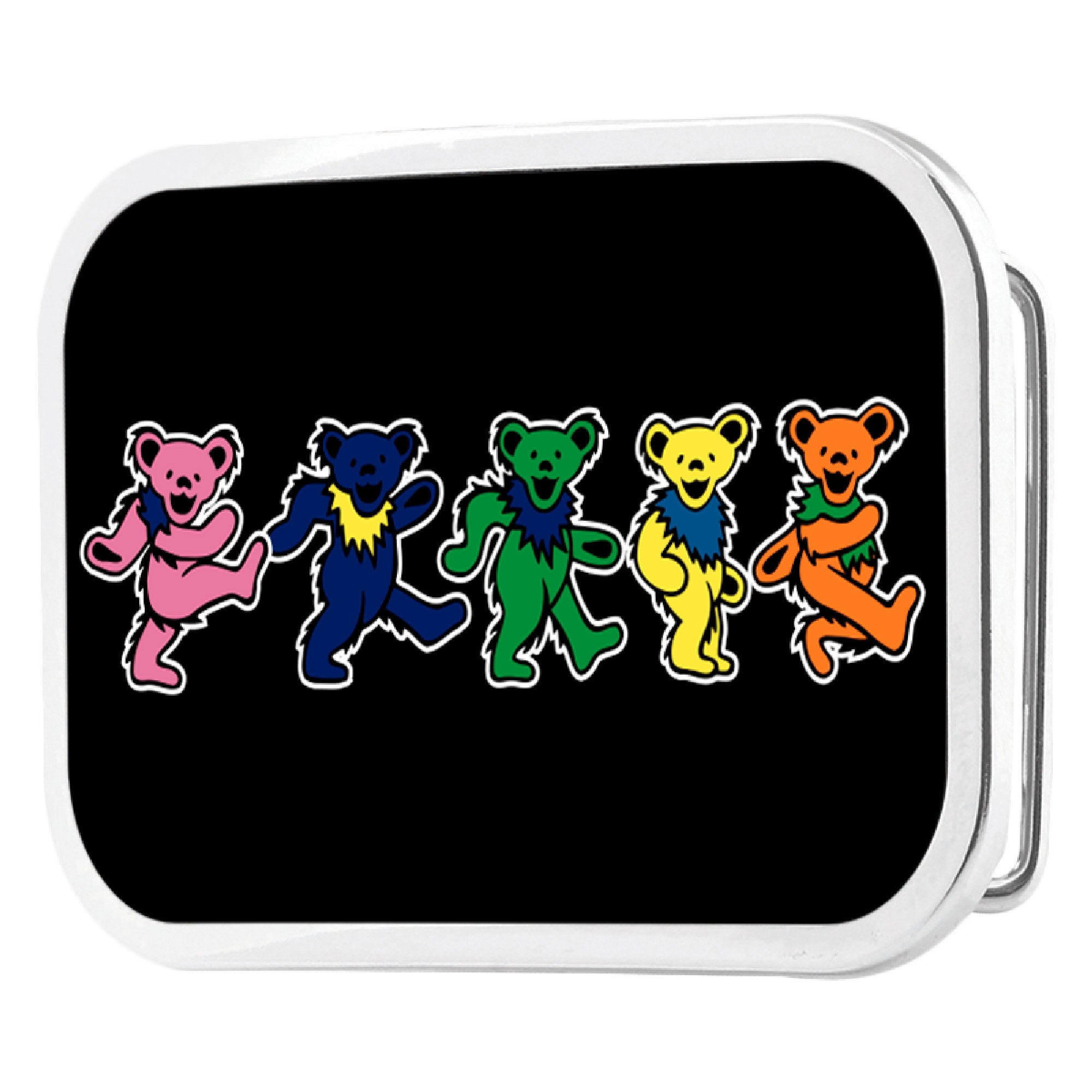 Dancing Bears FCG Black Multi Color - Chrome Rock Star Buckle Belt Buckles Grateful Dead