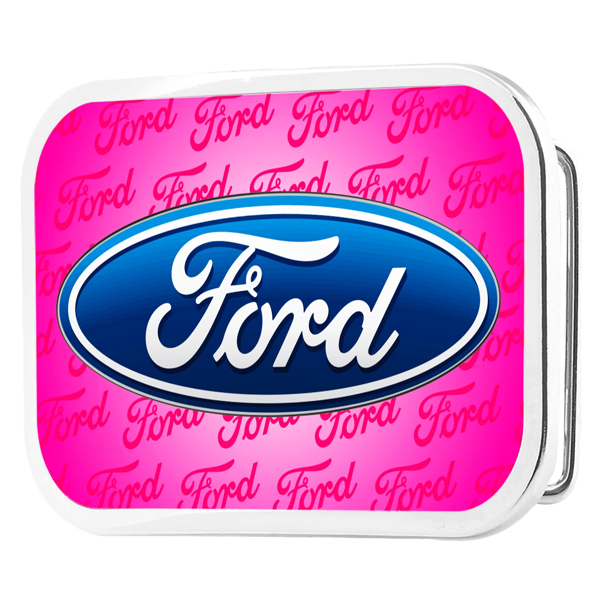 Ford Oval w/Text Framed FCG Pink - Chrome Rock Star Buckle Belt Buckles Ford