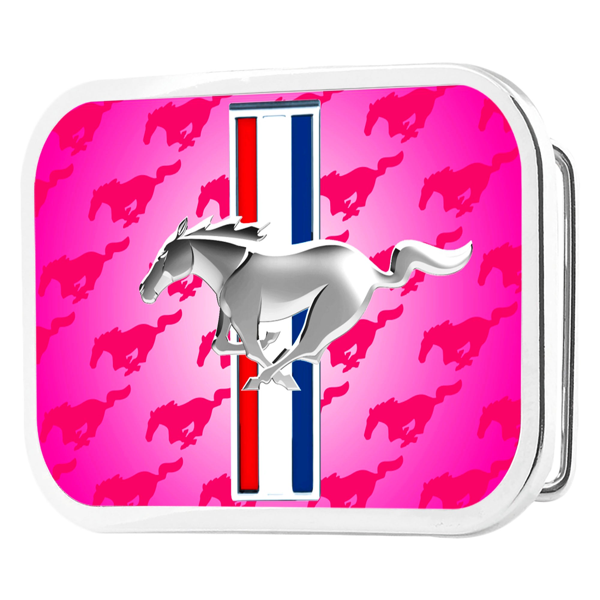 Ford Mustang w/Logo Framed FCG Pink - Chrome Rock Star Buckle Belt Buckles Ford