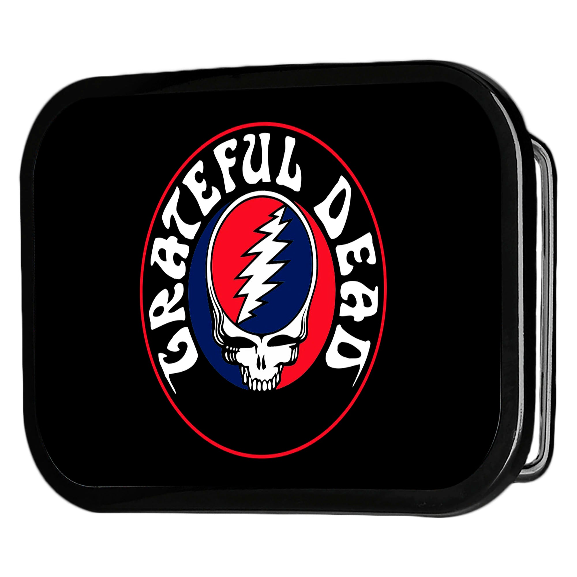 Grateful Dead Text w/Steal Your Face FCG - Black Rock Star Buckle