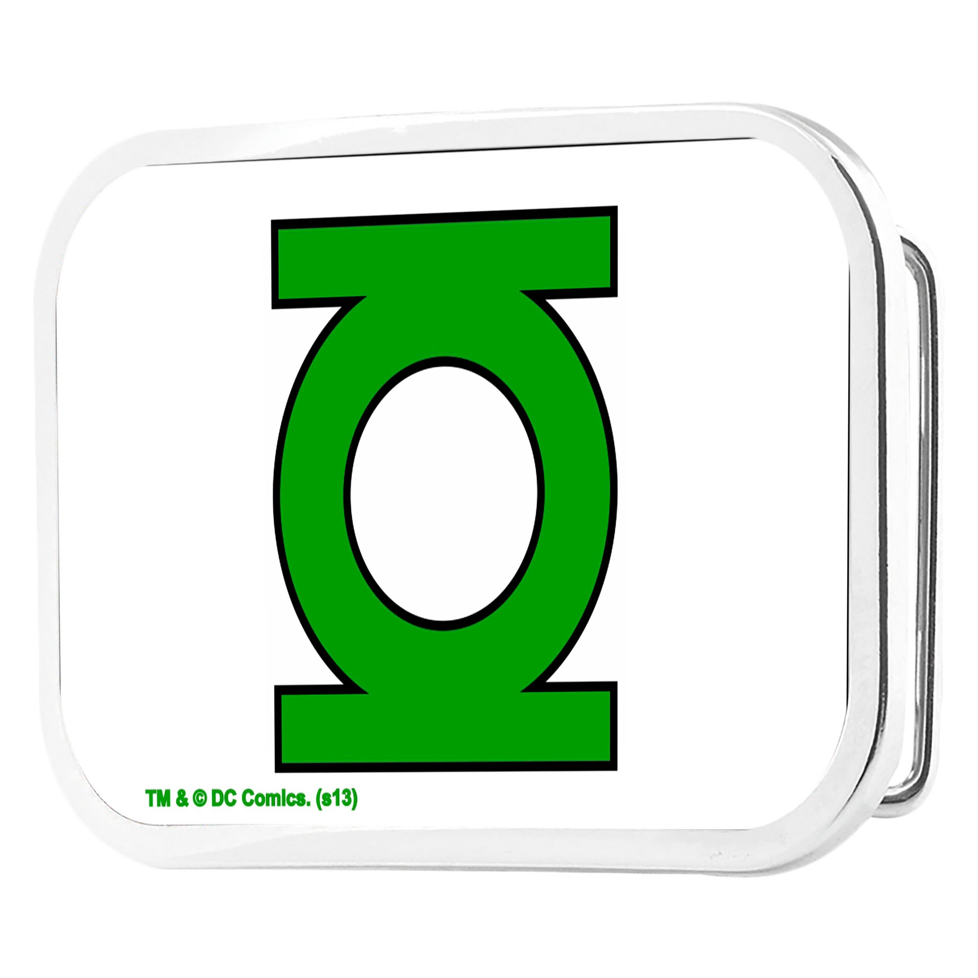 Green Lantern Logo CLOSE-UP FCG White/Green - Chrome Rock Star Buckle Belt Buckles DC Comics