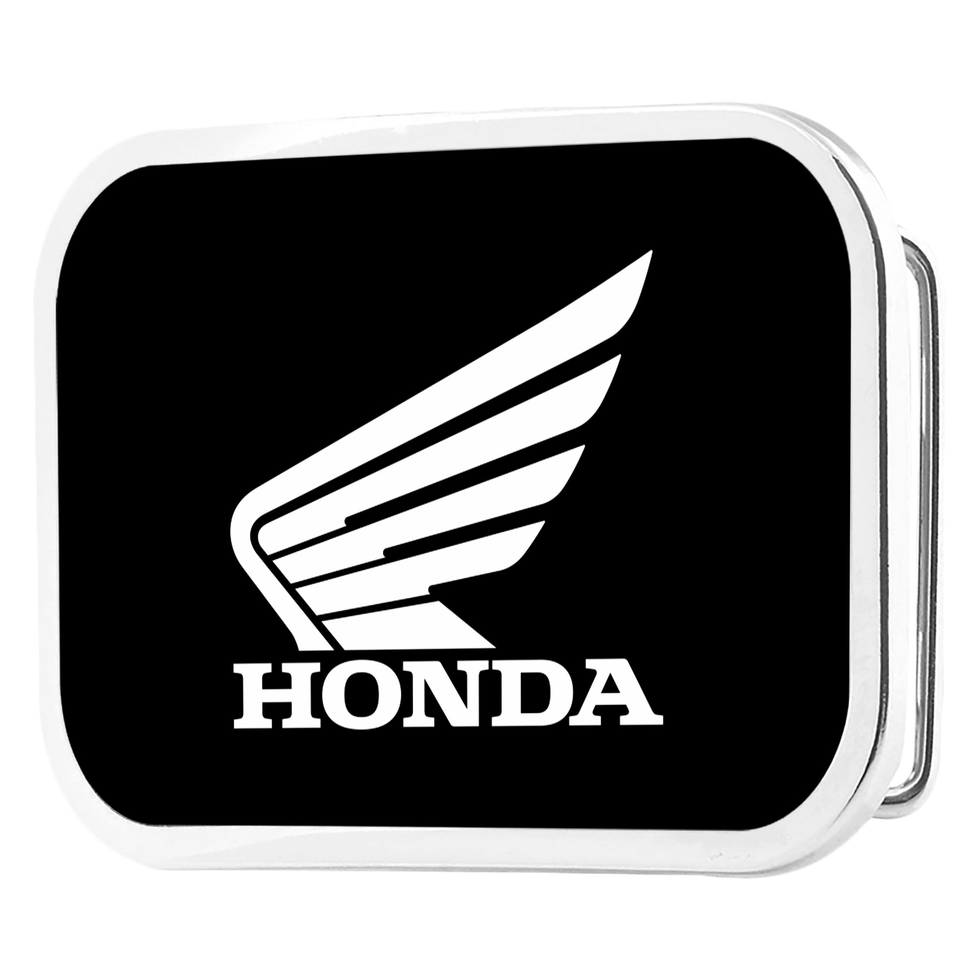 HONDA Motorcycle Framed FCG Black/White - Chrome Rock Star Buckle