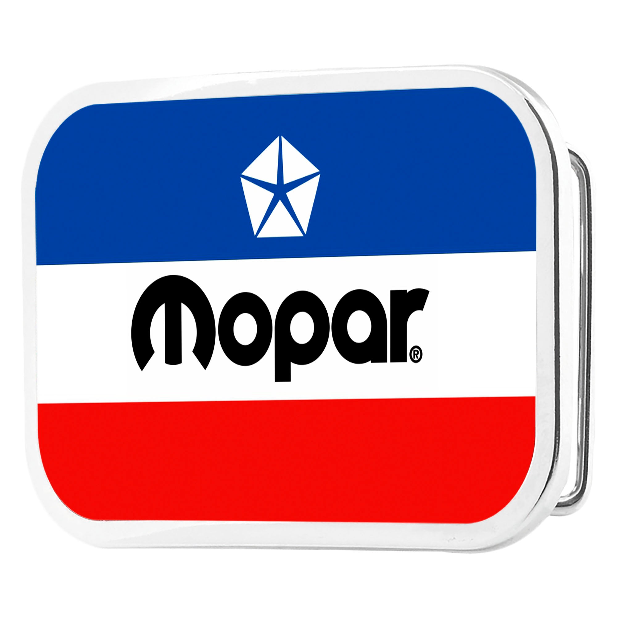 MOPAR Chrysler Logo Framed FCG White Blue Red Black - Chrome Rock Star Buckle