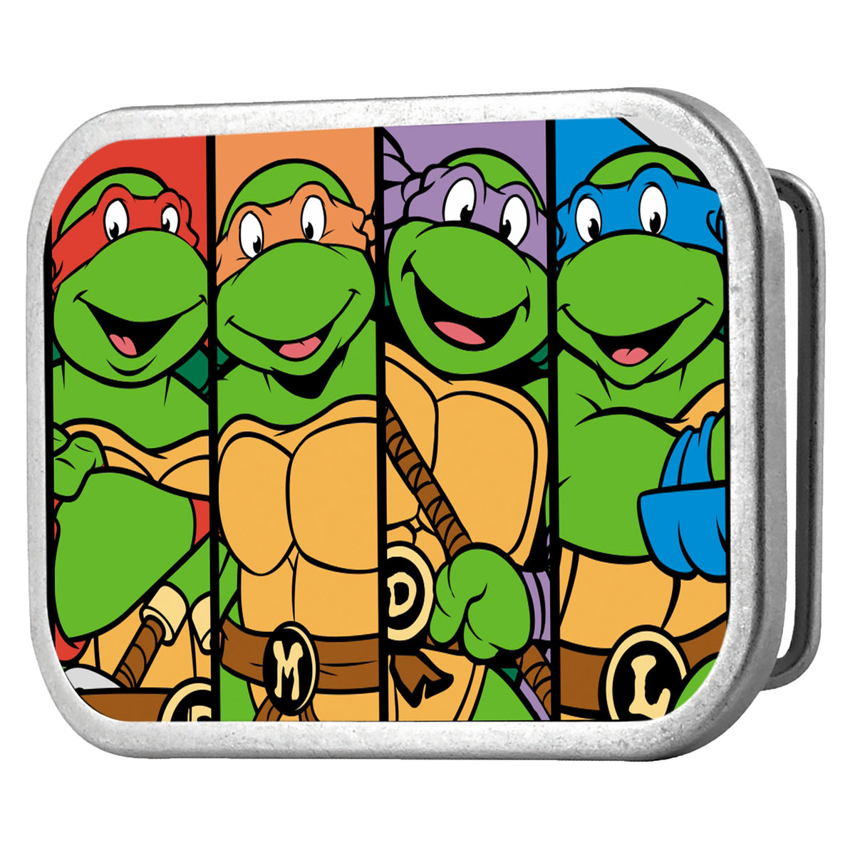 Classic TMNT Face Panels FCG Multi Color - Chrome Rock Star Buckle Belt Buckles Teenage Mutant Ninja Turtles