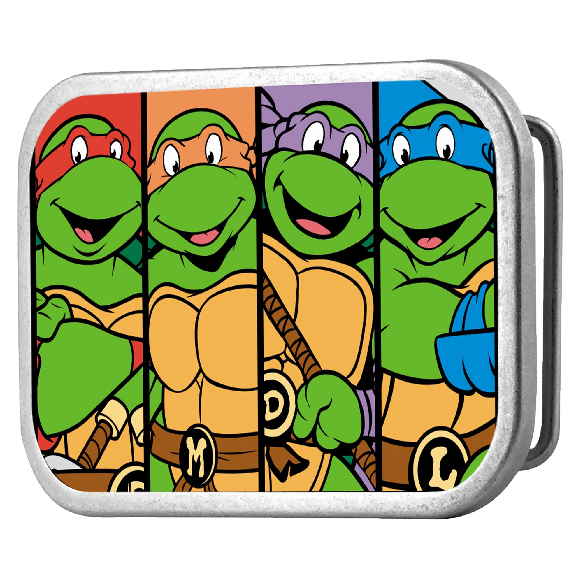 Classic TMNT Face Panels FCG Multi Color - Chrome Rock Star Buckle Belt Buckles Teenage Mutant Ninja Turtles