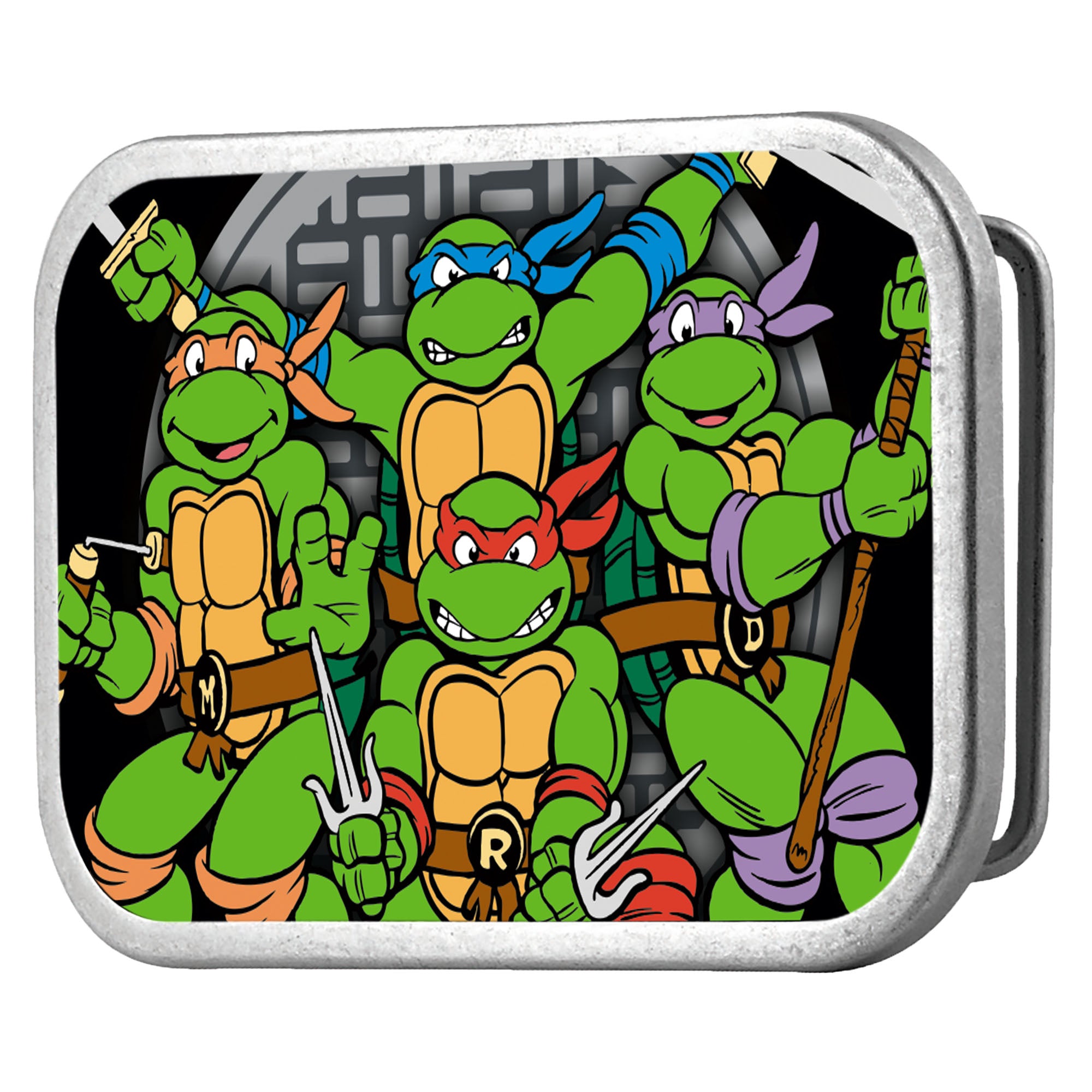 Classic TMNT Turtles Battle Pose8 Manhole Cover FCG - Chrome Rock Star Buckle Belt Buckles Teenage Mutant Ninja Turtles