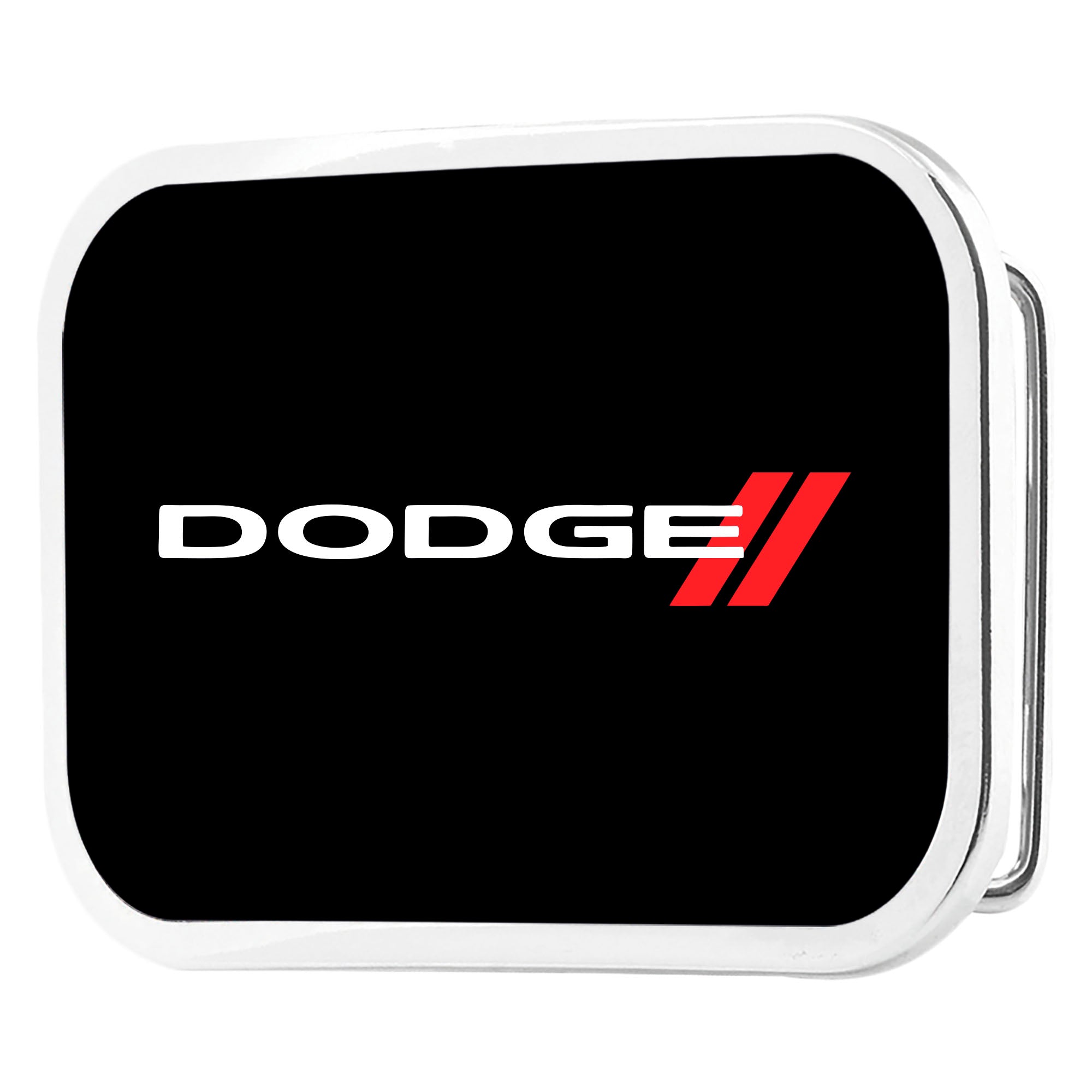 DODGE Red Rhombus Framed FCG Black White Red - Chrome Rock Star Buckle Belt Buckles Dodge