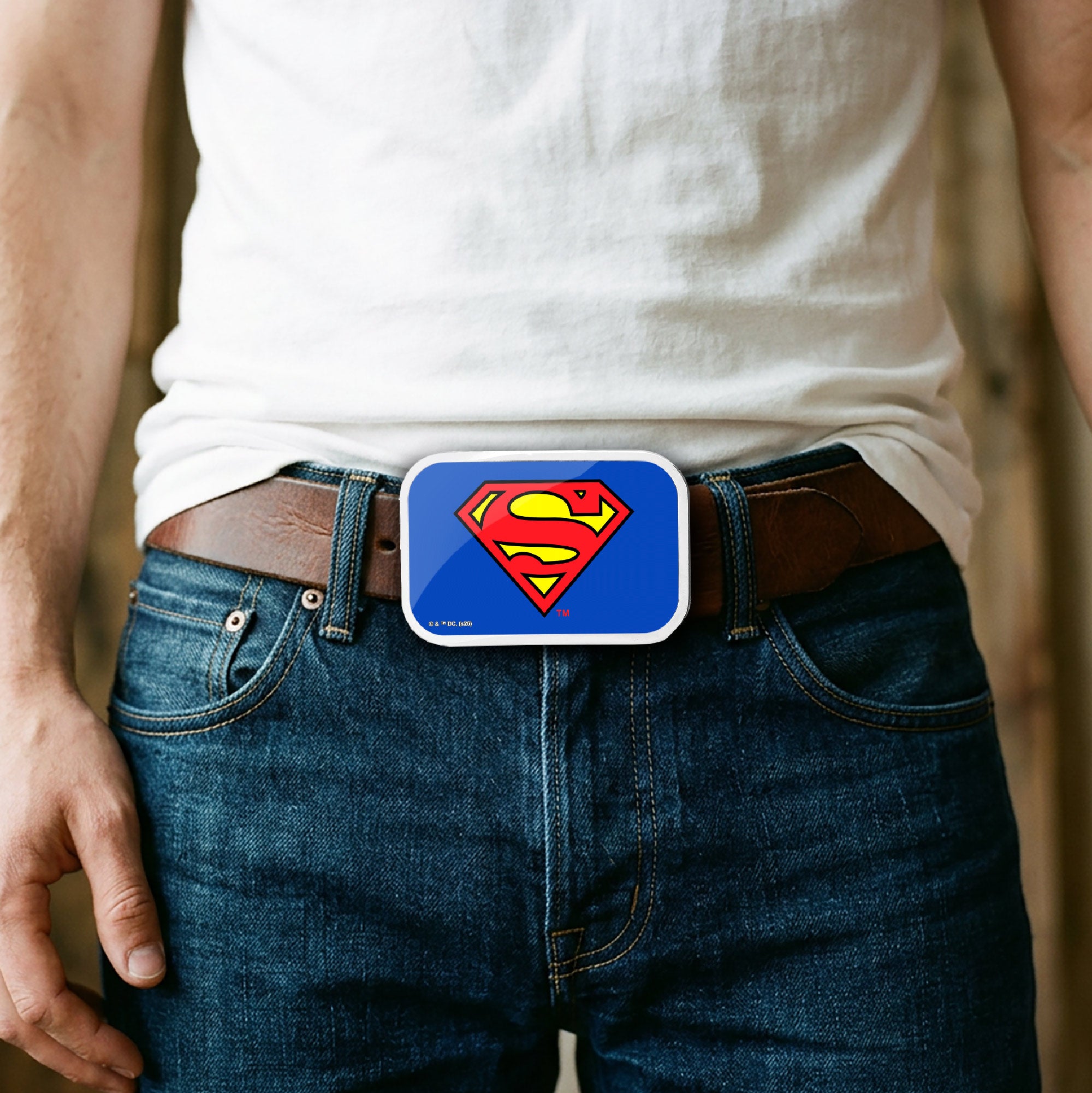 Superman Framed FCG Blue - Chrome Rock Star Buckle Belt Buckles DC Comics