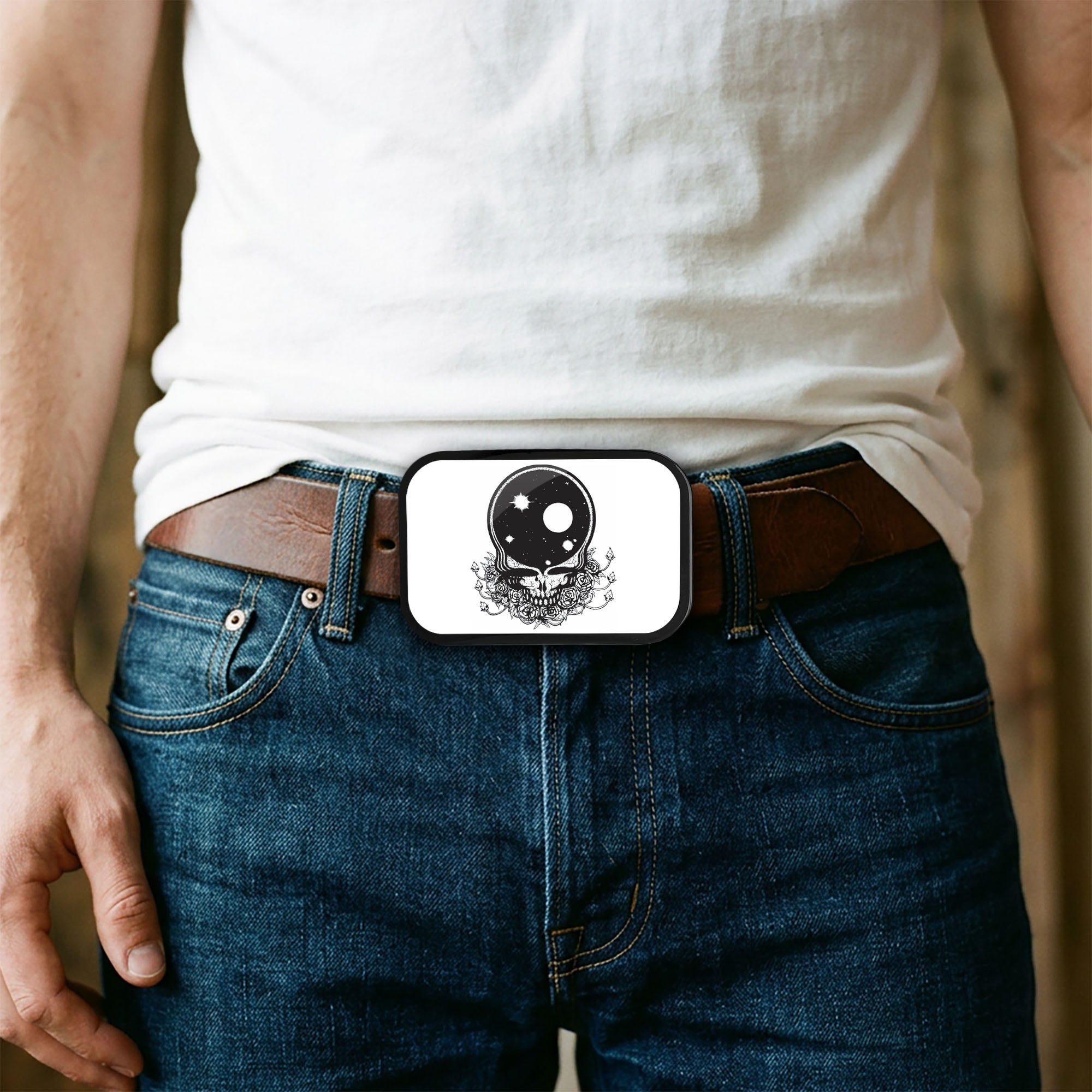 Space Your Face FCG White/Black - Black Rock Star Buckle