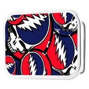 Steal Your Face Stacked FCG Red/White/Blue - Chrome Rock Star Buckle Belt Buckles Grateful Dead
