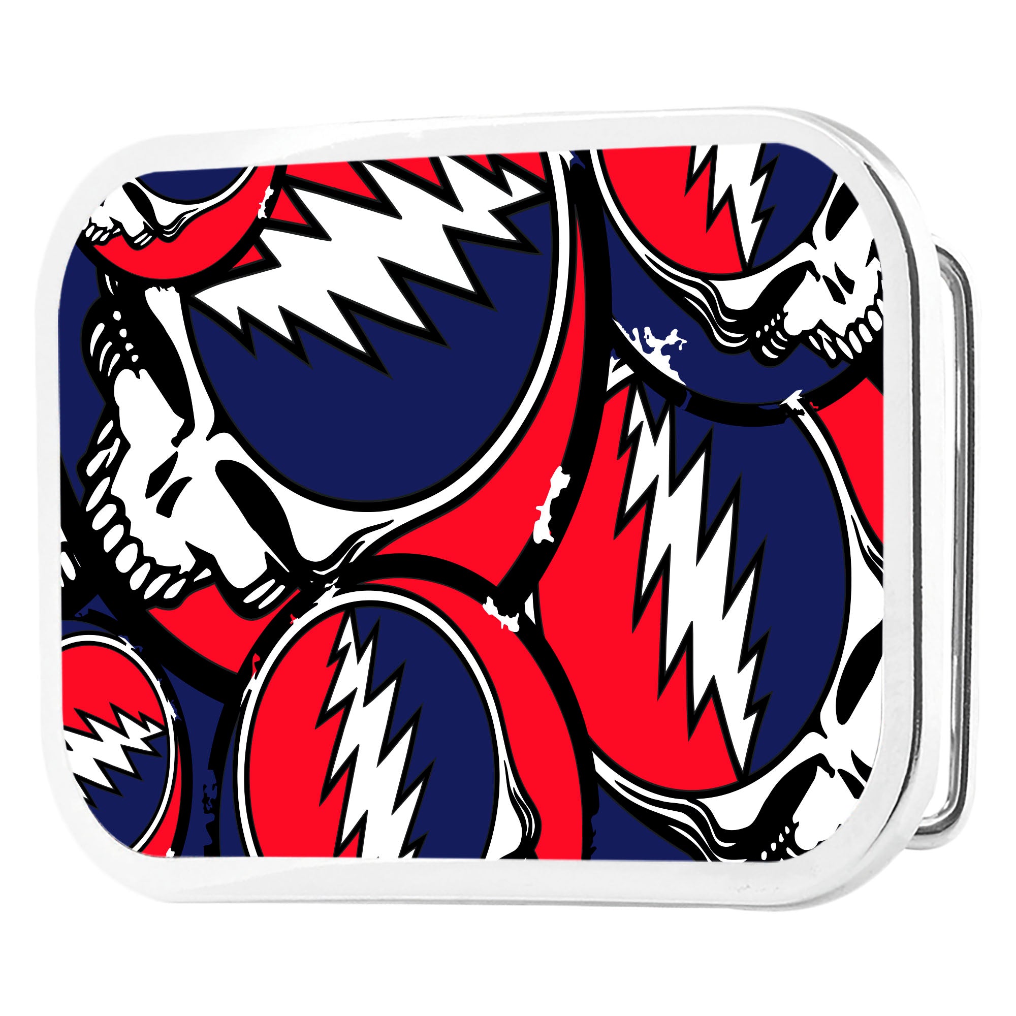 Steal Your Face Stacked FCG Red/White/Blue - Chrome Rock Star Buckle