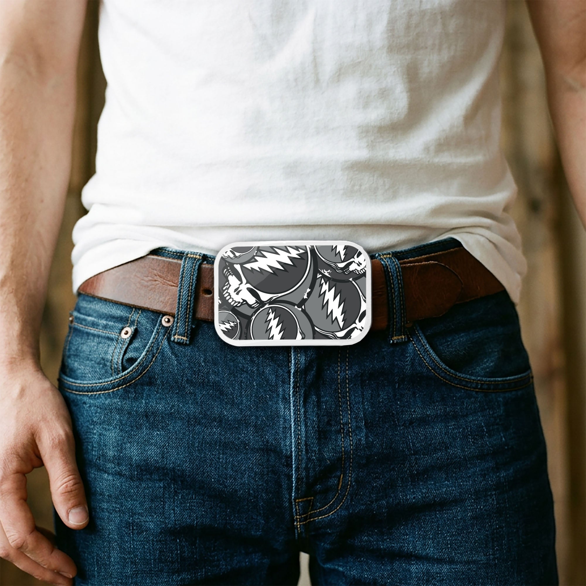 Steal Your Face Stacked FCG Gray - Matte Rock Star Buckle