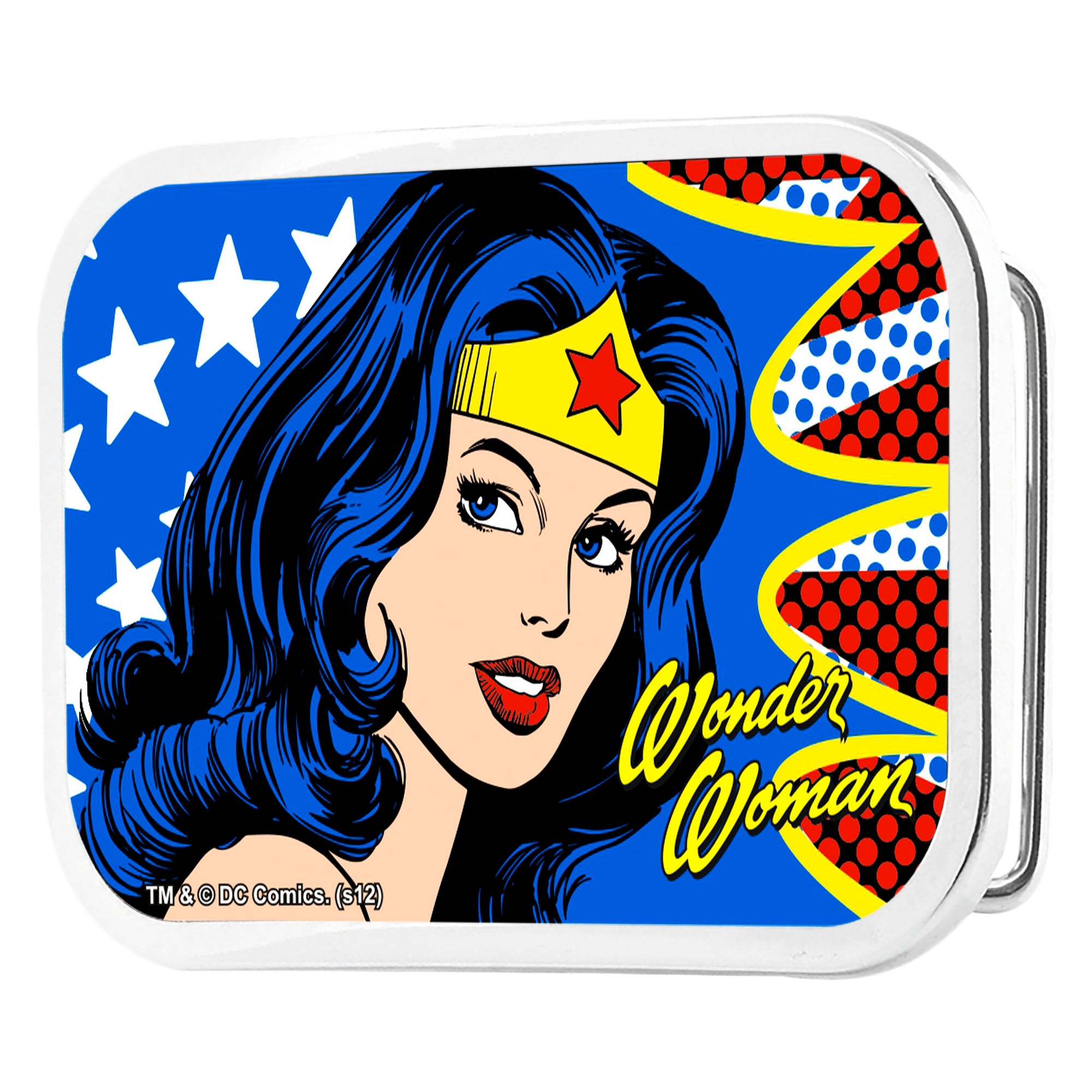 Wonder Woman Face w/Stars Framed FCG - Chrome Rock Star Buckle Belt Buckles DC Comics
