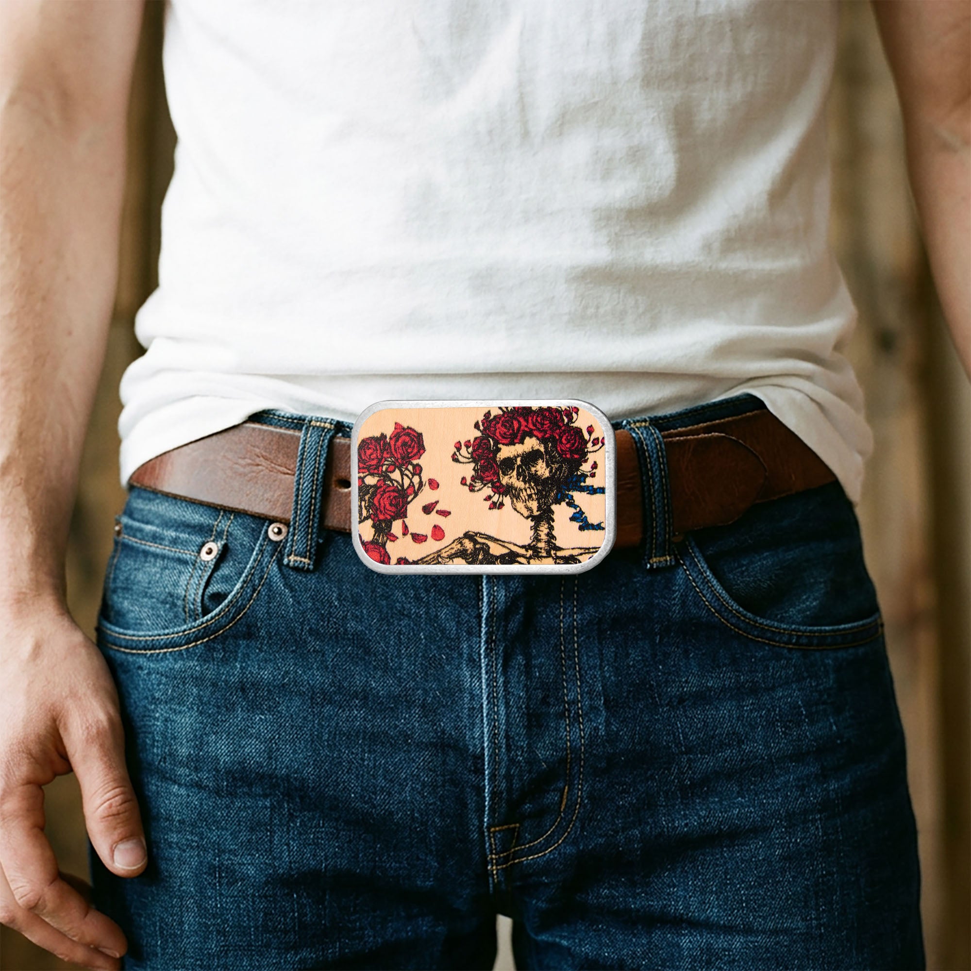 Skeleton & Roses FC Wood Natural/Color - Matte Rock Star Buckle