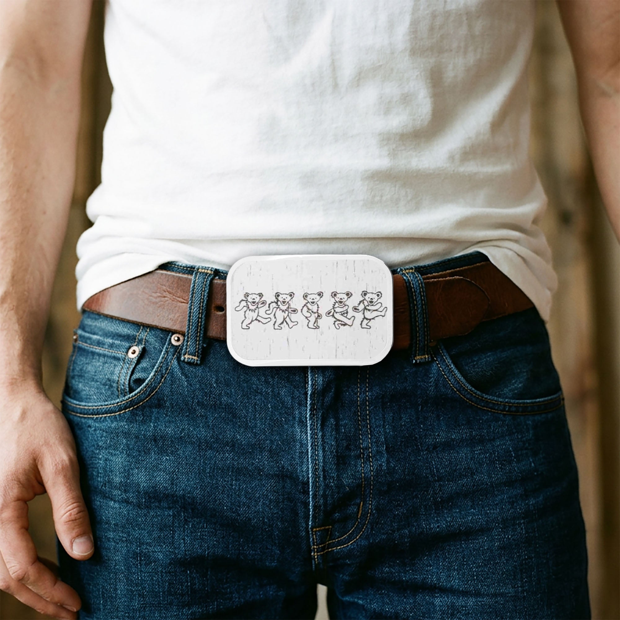Dancing Bears GW White - Matte Rock Star Buckle