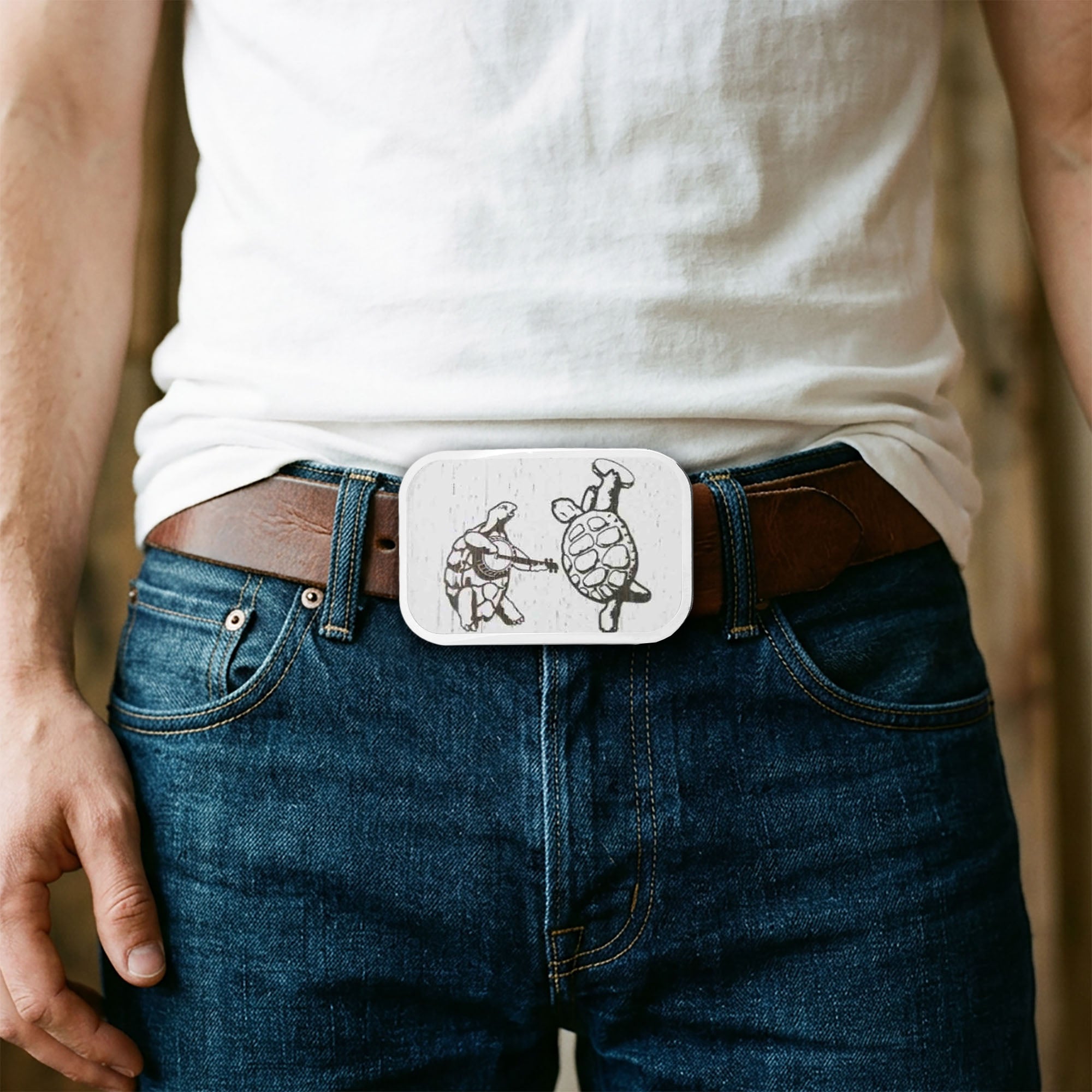 Dancing Terrapins GW White - Matte Rock Star Buckle