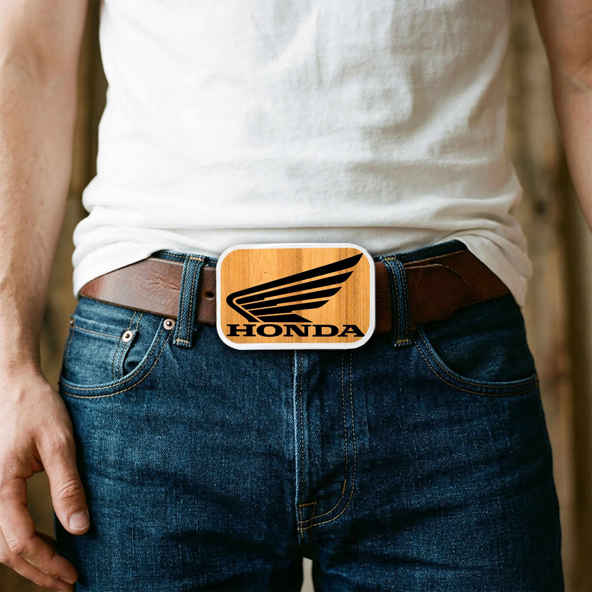 HONDA Motorcycle Framed Reverse GW Black - Matte Rock Star Buckle Belt Buckles Honda Motorsports