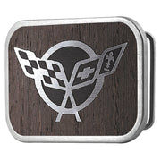 Corvette Framed Marquetry Black Walnut/Metal - Matte Rock Star Buckle Belt Buckles GM General Motors