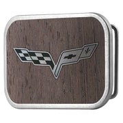 C6 Framed Marquetry Black Walnut/Metal - Matte Rock Star Buckle Belt Buckles GM General Motors