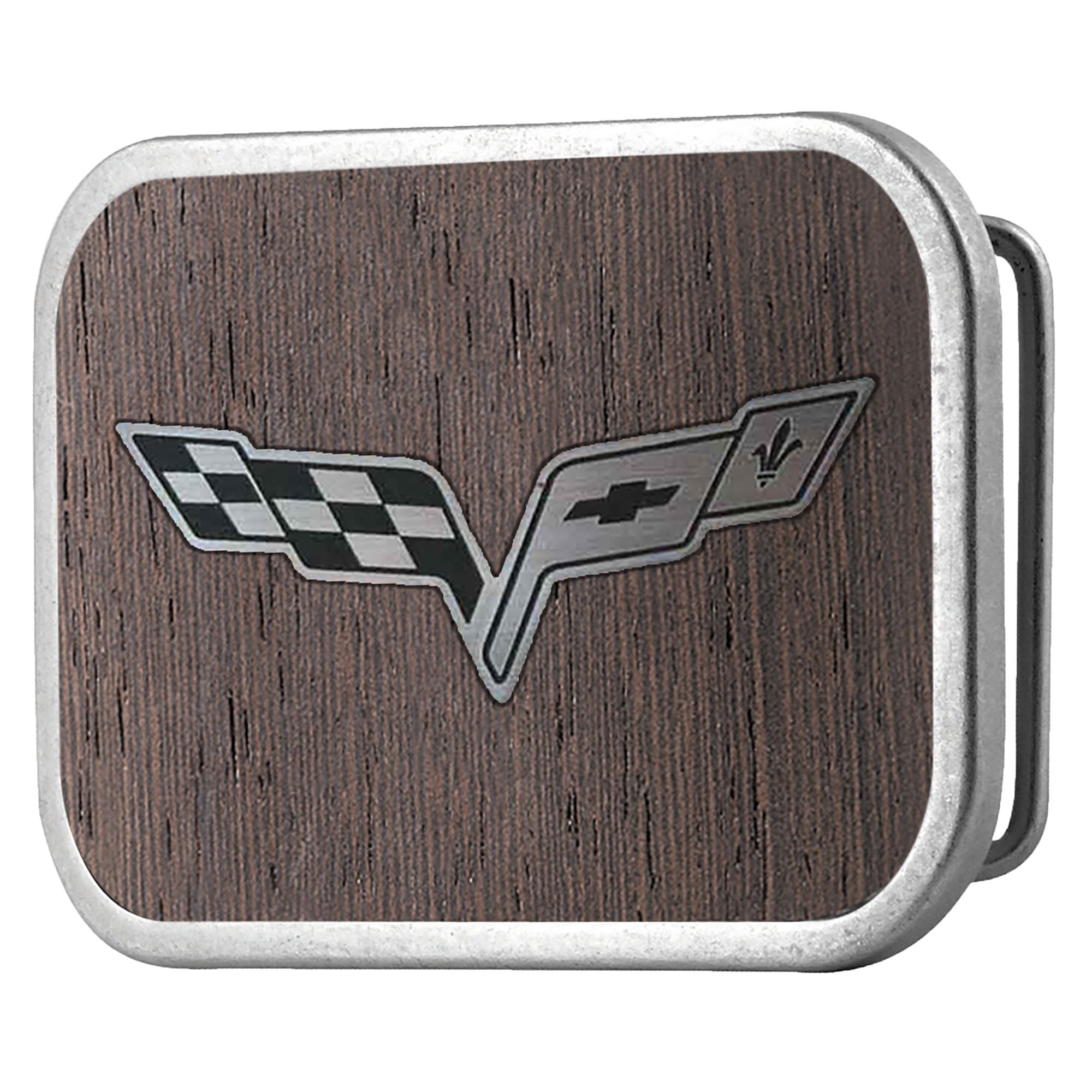 C6 Framed Marquetry Black Walnut/Metal - Matte Rock Star Buckle Belt Buckles GM General Motors